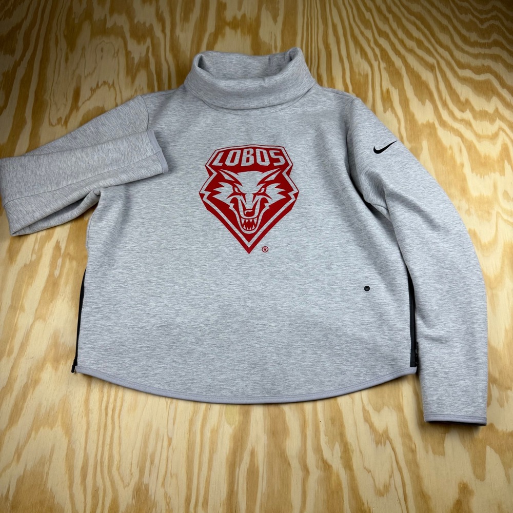 Nike Dri-FIT New Mexico Lobos Gray Funnel Neck Side Zip Pullover Womens Large
